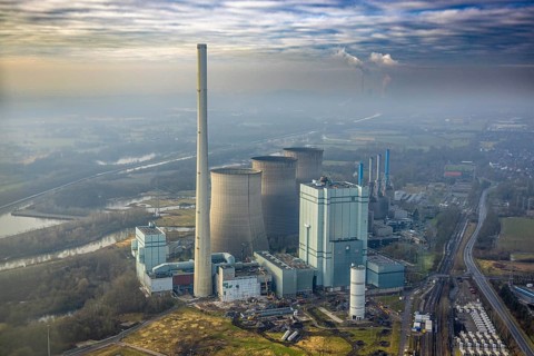 Aerial view, RWE Generation SE Gersteinwerk power plant, part of building construction site with