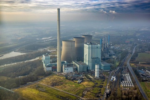 Aerial view, RWE Generation SE Gersteinwerk power plant, part of building construction site with