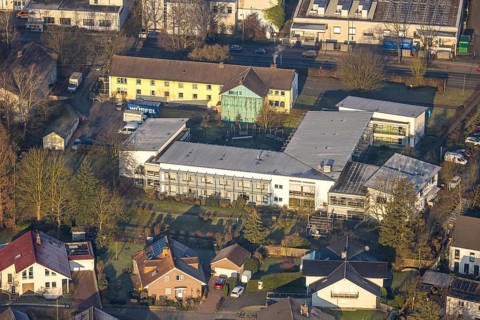 Aerial view, social counselling centre of the Evangelische Perthes-Stiftung e.V., non-profit
