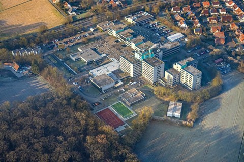 Aerial view, Berufsförderungswerk Hamm educational institution, Feldgarten housing estate,