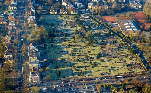 Aerial view, Protestant East Cemetery and Jewish Cemetery, Centre, Hamm, Ruhr Area, North