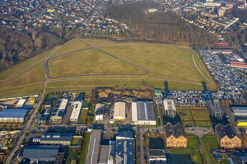 Aerial view, Radbod road bike and roller sports training track, part of the Lippe Park, former