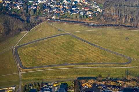 Aerial view, Radbod road bike and roller sports training track, part of the Lippe Park, former