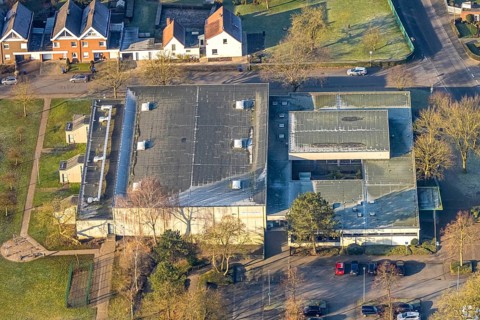 Aerial view, Sachsenhalle multi-purpose sports hall, Heessen district, Hamm, Ruhr area, North