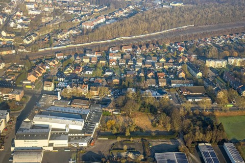Aerial view, residential area Heessener Straße from Seeburger Straße to An der Mattenbecke with