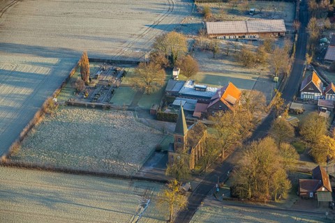 Aerial view, St Joseph's Catholic Church and cemetery, St Hubertus Schützenbruderschaft Süddinker