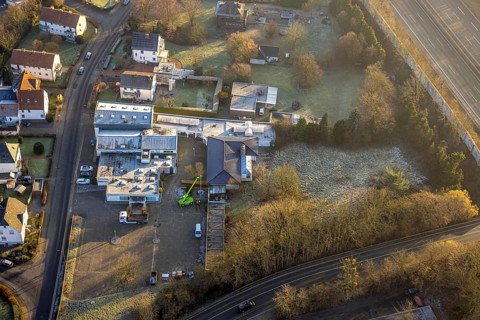 Aerial view, Galerie Mensing Ostendorfstraße, old Mensing site, Rhynern district, Hamm, Ruhr area,