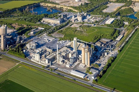 Aerial photo, Erwitte, Portland Cement, lime mining, North Rhine-Westphalia, Germany