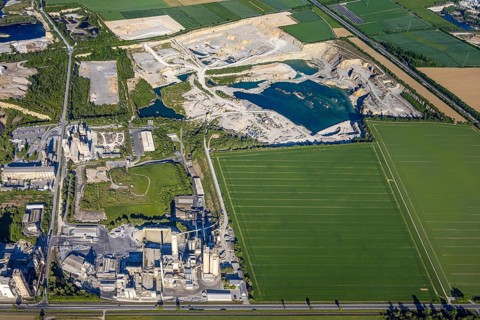 Aerial photo, Erwitte, Portland Cement, lime mining, North Rhine-Westphalia, Germany