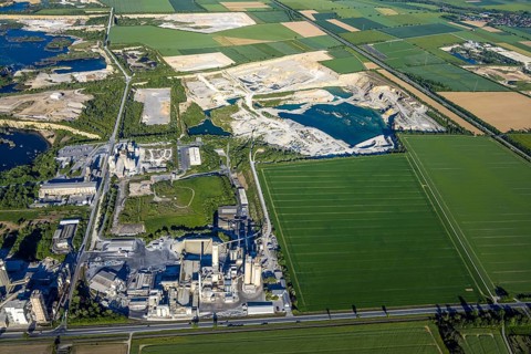Aerial photo, Erwitte, Portland Cement, lime mining, North Rhine-Westphalia, Germany