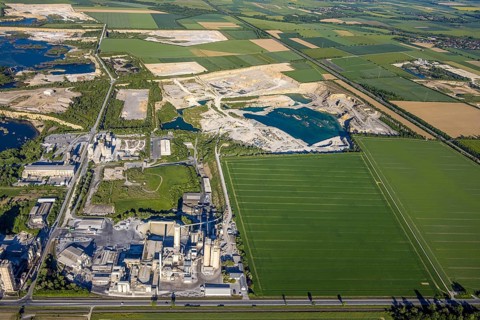 Aerial photo, Erwitte, Portland Cement, lime mining, North Rhine-Westphalia, Germany
