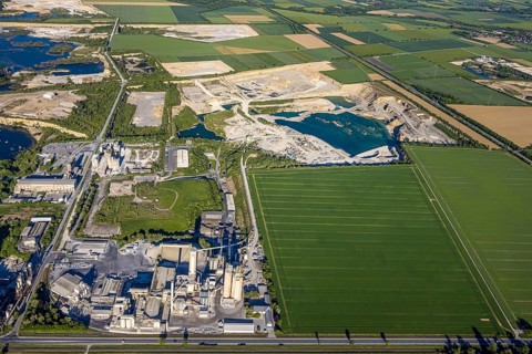 Aerial photo, Erwitte, Portland Cement, lime mining, North Rhine-Westphalia, Germany