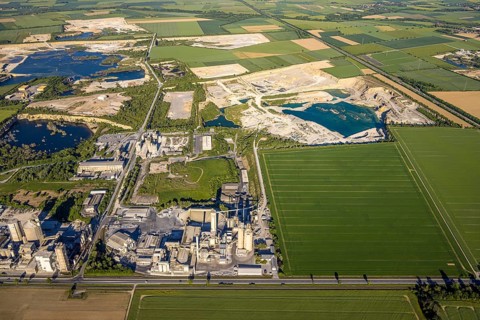 Aerial photo, Erwitte, Portland Cement, lime mining, North Rhine-Westphalia, Germany