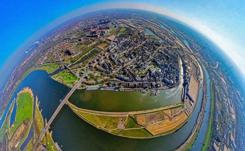 Aerial view, duisport harbour, view of Ruhrort, Duisburg harbour area with Mercatorinsel and