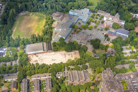 Aerial view, Duisburg South School Centre, Am Ziegelkamp wasteland, SV OG Duisburg Wanheim sports