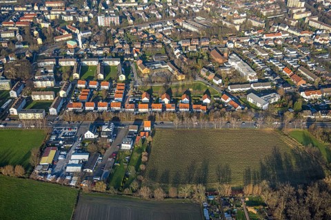 Aerial view, residential area, Daberg district, Dortmunder Straße and Herringer Weg, Herringen