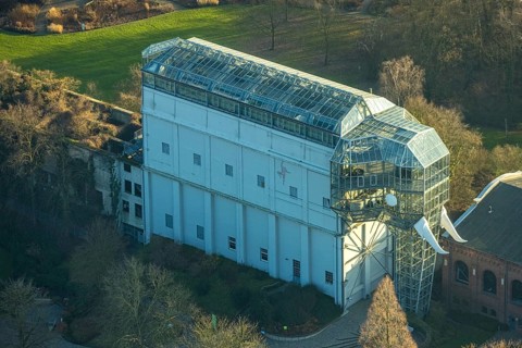 Aerial view, glass elephant in Maximilianpark leisure park, Uentrop, Hamm, Ruhr area, North