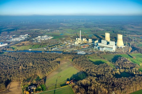Aerial photo, RWE power plant Westfalen, Uentrop, Hamm, Ruhr area, North Rhine-Westphalia, Germany