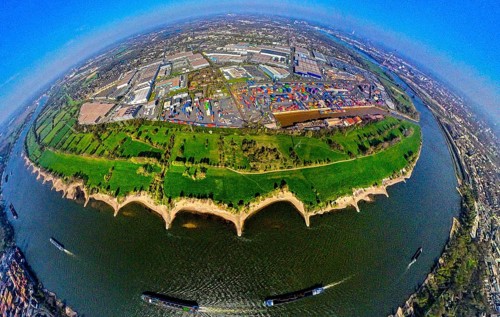 Aerial view, duisport harbour, logport I Rheinhausen, logport 1, container harbour, Duisburg