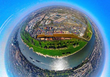 Aerial view, duisport harbour, logport I Rheinhausen, logport 1, container harbour, Duisburg