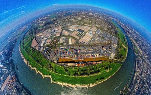 Aerial view, duisport harbour, logport I Rheinhausen, logport 1, container harbour, Duisburg