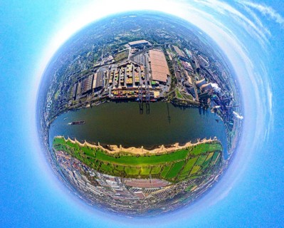 Aerial view, duisport harbour, logport II Wanheim, logport 2, container terminal on the river Rhine