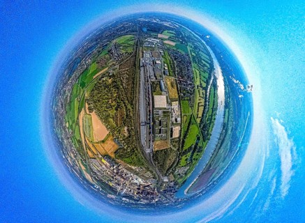 Aerial view, duisport harbour, logport III Hohenbudberg, logport 3, container terminal, earth