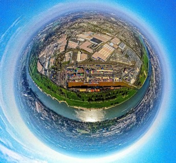 Aerial view, duisport harbour, logport I Rheinhausen, logport 1, container harbour, Duisburg