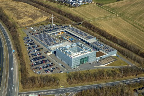 Aerial photo, T3E Logistik GmbH Logistikdienst and ENERVIE - Südwestfalen Energie und Wasser AG, on