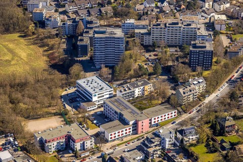 Aerial view, FOM University of Applied Sciences Hagen University Centre and DRK-Kreisverband Hagen