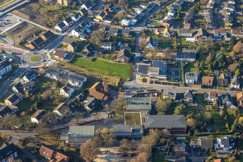 Aerial view, planned local transport connection with stop in Westtünnen, construction site at