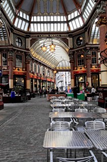 Interior view, Leadenhall Market, London, England, Great Britain, Spacious covered market hall with
