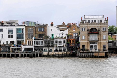London, England, Great Britain, Europe, Riverside terraced houses with different architectural