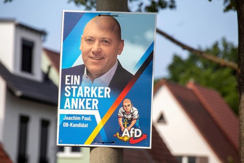 Election poster of Joachim Paul (AfD) in Ludwigshafen. The city's election committee has refused