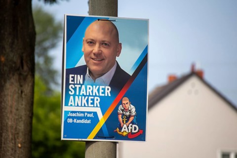 Election poster of Joachim Paul (AfD) in Ludwigshafen. The city's election committee has refused