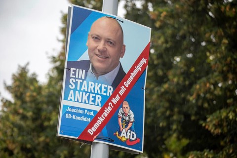 Election poster for Joachim Paul (AfD) in Ludwigshafen. The city's election committee has refused