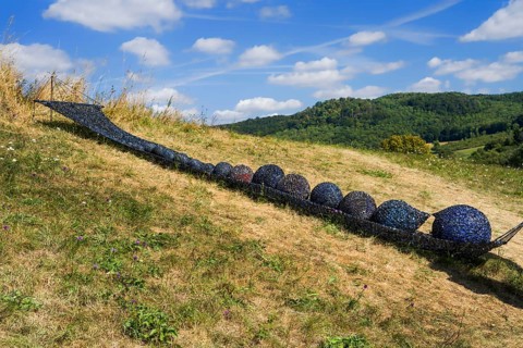 Installation with a hammock, video tape and magnetic tape, HAMACA by Elke Wessel, 12th