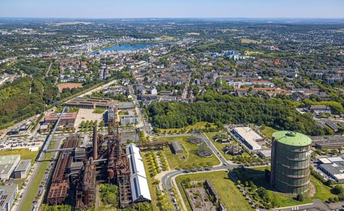Aerial view, Phoenix-West, Phoenix-East, Phoenix Lake, Hörde, former steelworks site, Dortmund,