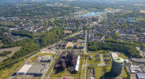 Aerial view, Phoenix-West, Phoenix-East, Phoenix Lake, Hörde, former steelworks site, Dortmund,