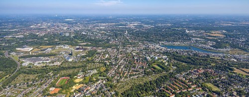 Aerial view, Phoenix-West, Phoenix-East, Phoenix Lake, Hörde, former steelworks site, Dortmund,