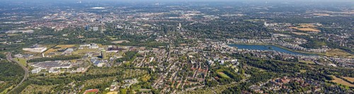 Aerial view, Phoenix-West, Phoenix-East, Phoenix Lake, Hörde, former steelworks site, Dortmund,