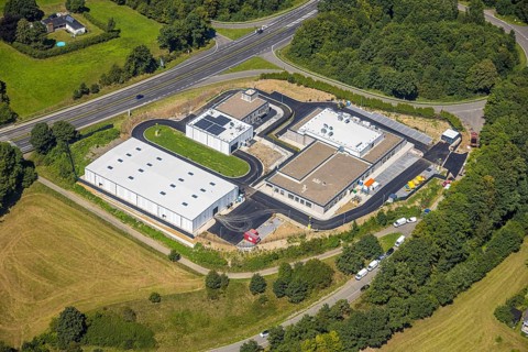 Aerial view, Rosenthal industrial estate, construction site for new North Rhine-Westphalia police