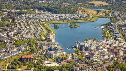 Aerial view, Phoenix-West, Phoenix-East, Phoenix Lake, Hörde, former steelworks site, Dortmund,