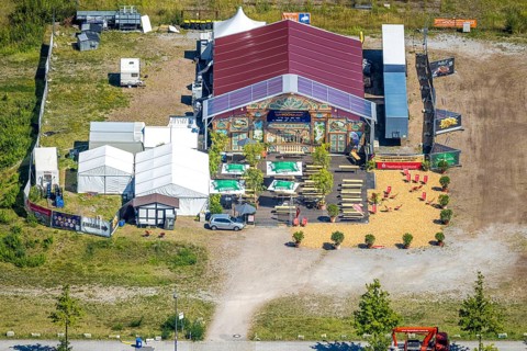 Aerial view, Phoenix-West, Phoenix-East, RuhrHOCHdeutsch, culture tent, Phoenix Lake, Hörde, former