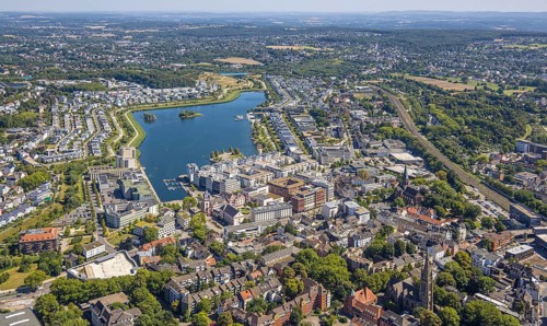 Aerial view, Phoenix-West, Phoenix-East, Phoenix Lake, Hörde, former steelworks site, Dortmund,