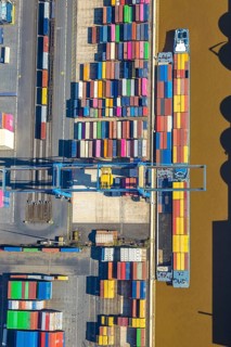 Aerial view, duisport port, logport I Rheinhausen, container port, Duisburg port D3T Duisburg