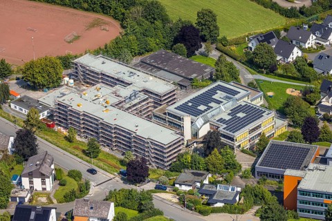 Aerial view, August-Macke-Schulzentrum, St. Walburga catholic secondary school and St. Walburga