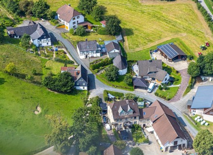 Aerial view, Chapel of St. Agatha in the Büemke district, Reiste, Eslohe, Sauerland, North