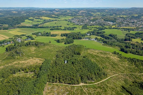 Aerial view, Wienhagener Turm in the forest, memorial for the fallen of the First World War,