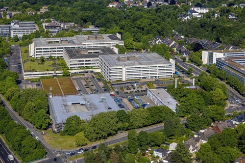 Aerial photo, Essen Police - Police Station 2 - South and GALERIA Karstadt Kaufhof GmbH company